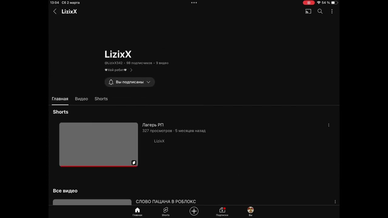 Мини-реклама канала LizixX342