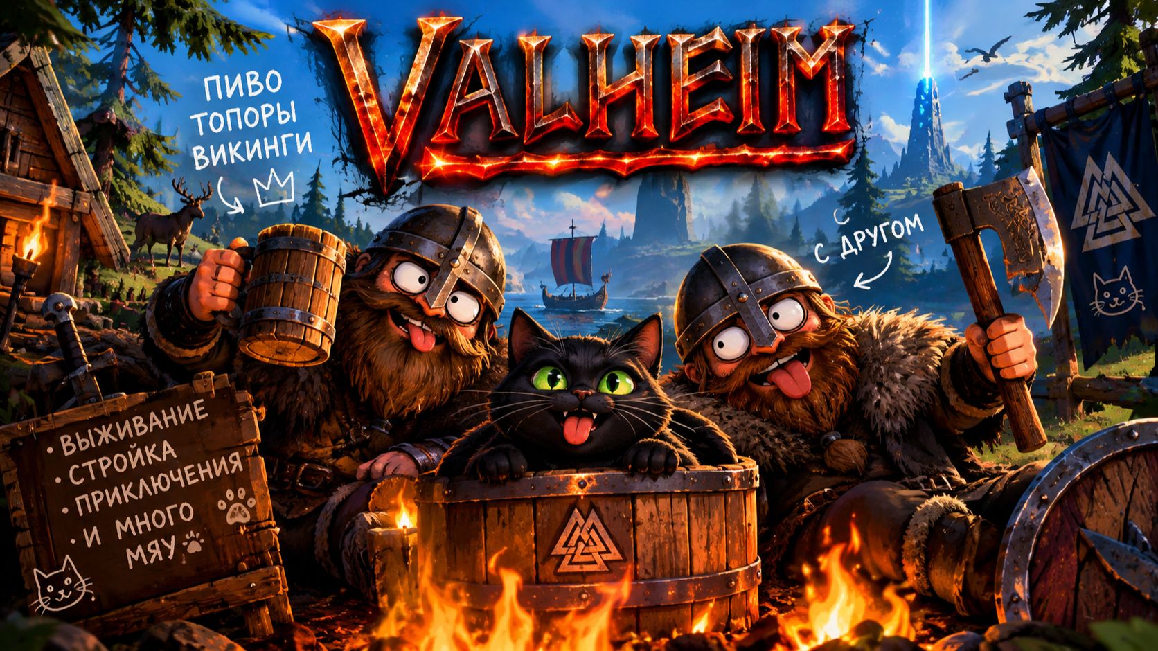 ПОЛУЧИЛИ БРЕВНОМ ПО ЛИЦУ! Выживаем в Valheim с другом