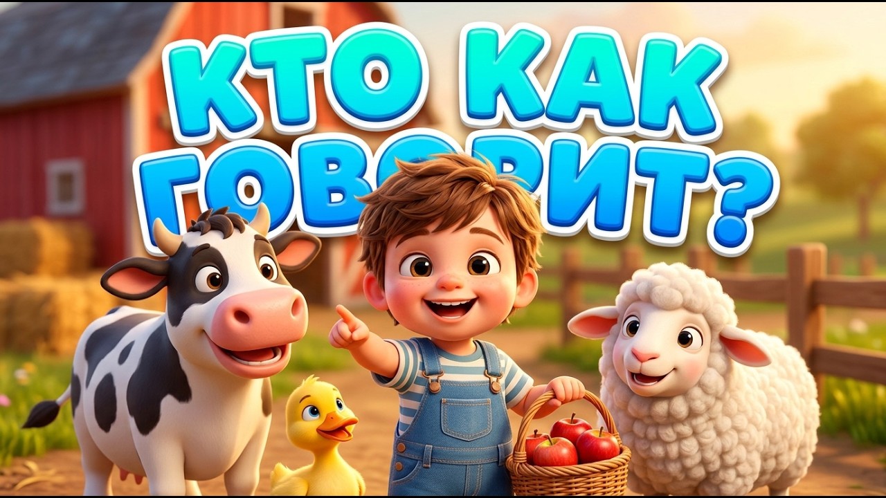 КТО КАК ГОВОРИТ? 🚜 Домашние животные для малышей | Коровка, овечка, поросёнок | Развивающий мультик