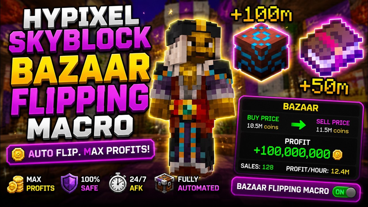 Bazaar Flipping Macro Mod for Money 895m per hour Hypixel Skyblock September 2026