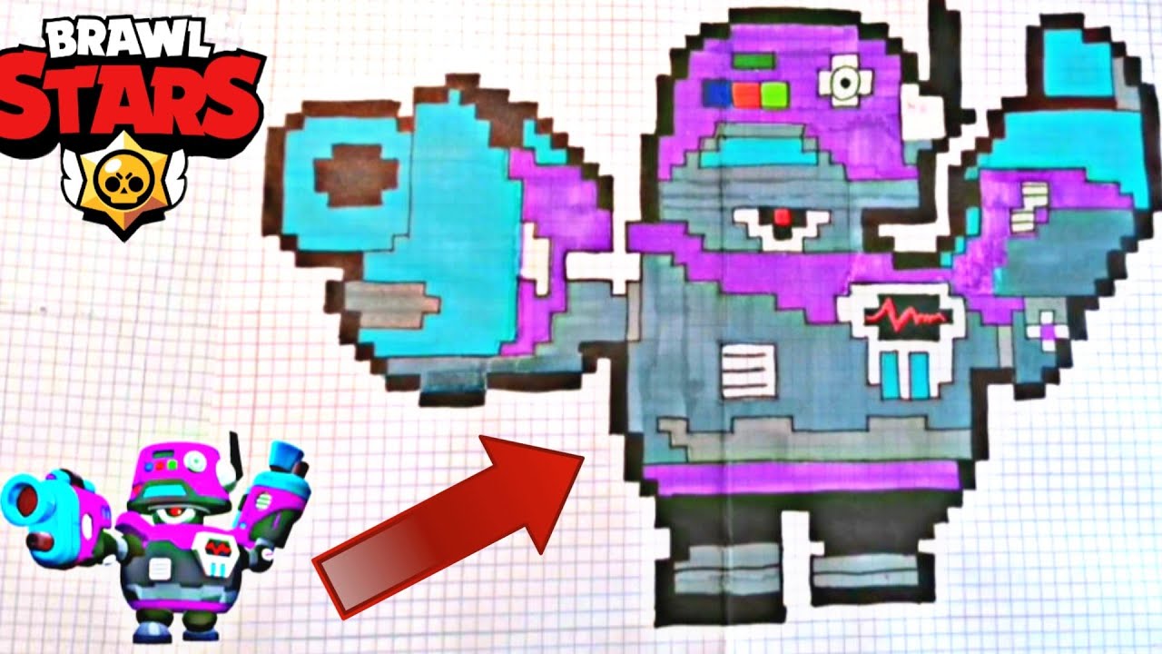 Как нарисовать Дэррила по клеточкам  Brawl Stars