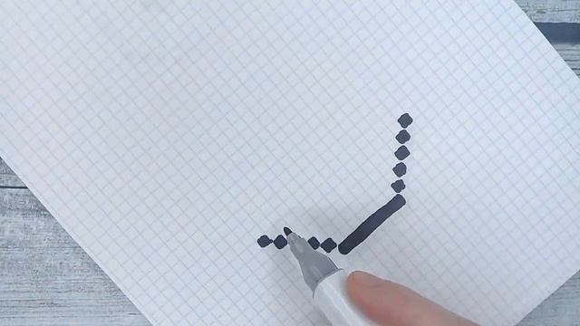 Как рисовать рисунки по клеточкам ОДНИМ ФЛОМАСТЕРОМ / Улыбка - Очень легко и просто Лайк АРТ
