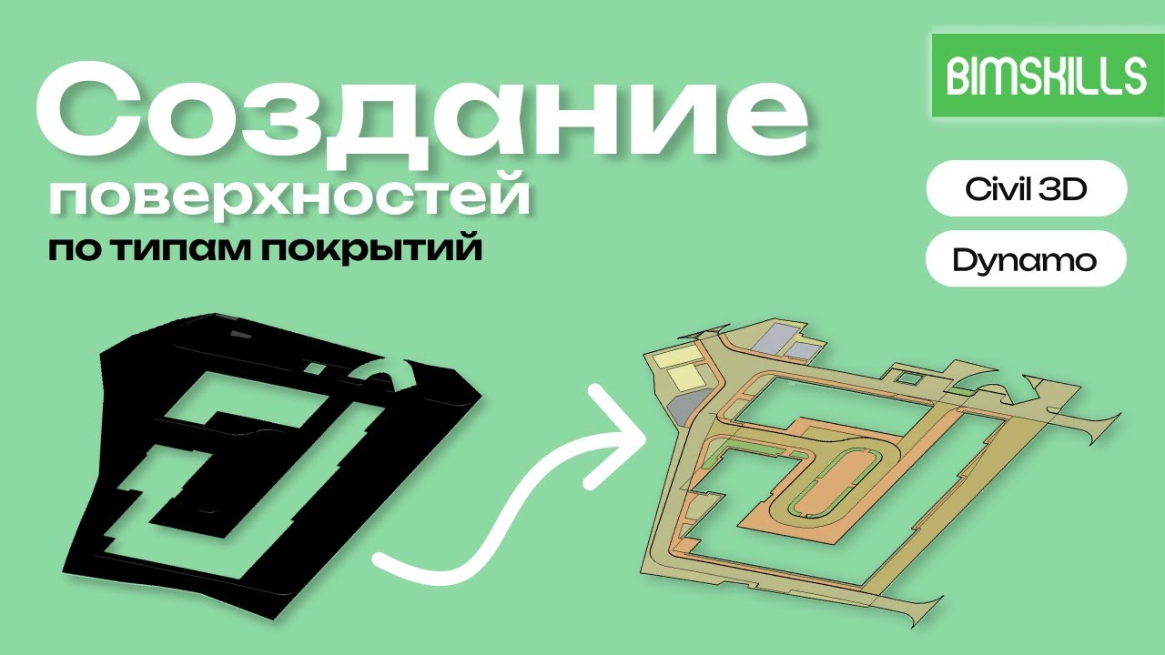 Создание поверхностей по типам покрытий из общей проектной поверхности в Civil 3D
