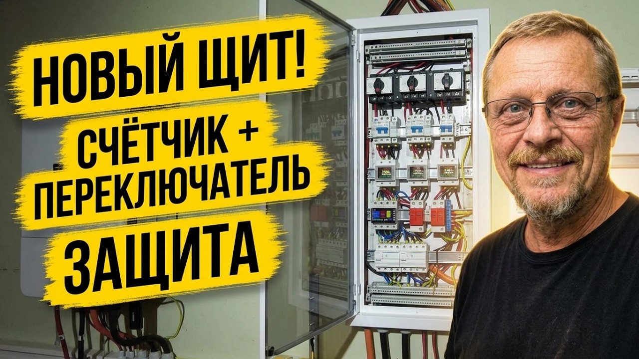 Солнечный дом 11. Новый щит: счётчик переключатель и защита