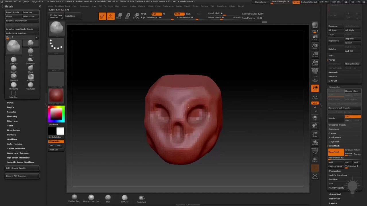 Введение в Zbrush : Резолюция Dynamesh часть 2 урок 14