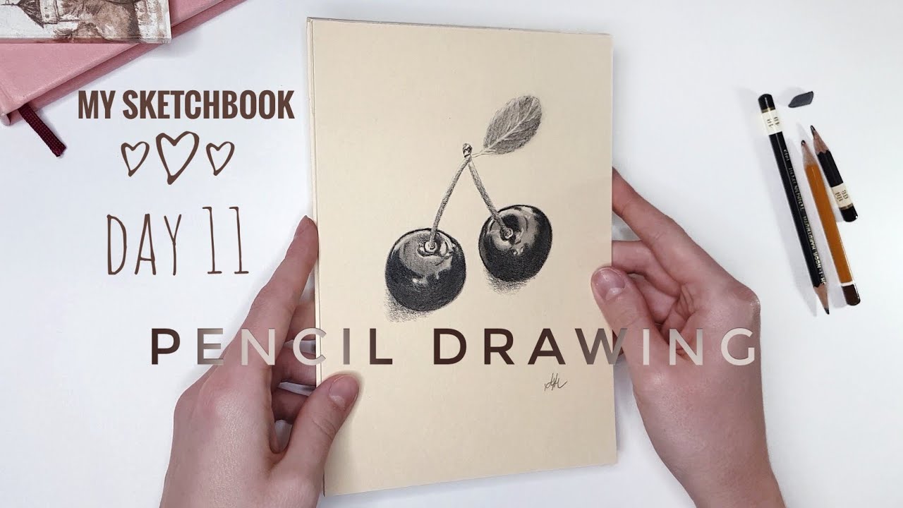 Мой скетчбук. День 11  Вишенки карандашом  My sketchbook. Day 11