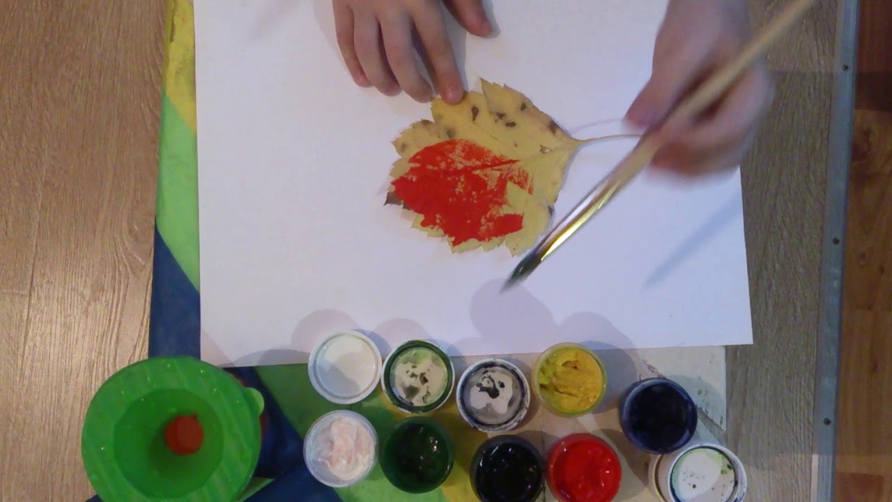 Листочек осенний переводим на бумагу. Draw autumn leaves on paper