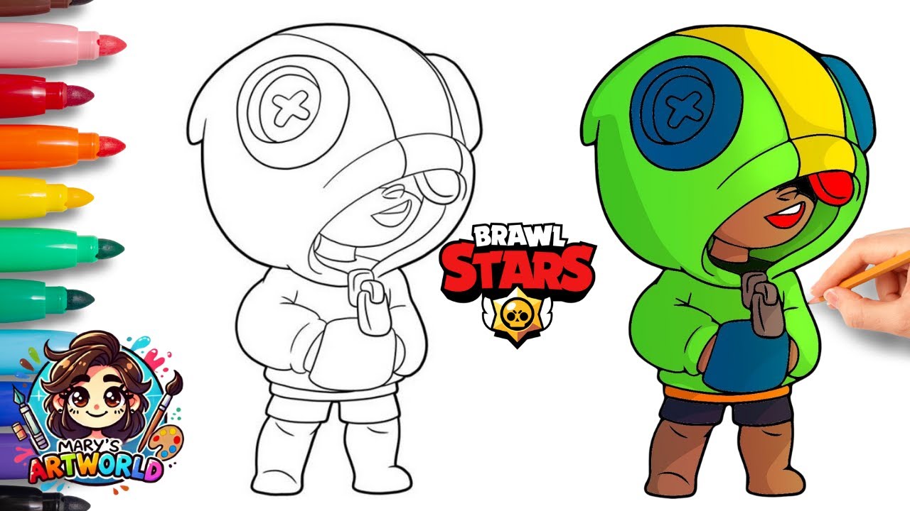 How to draw Leon from Brawl Stars  Как нарисовать Леона из Бравл Старс?
