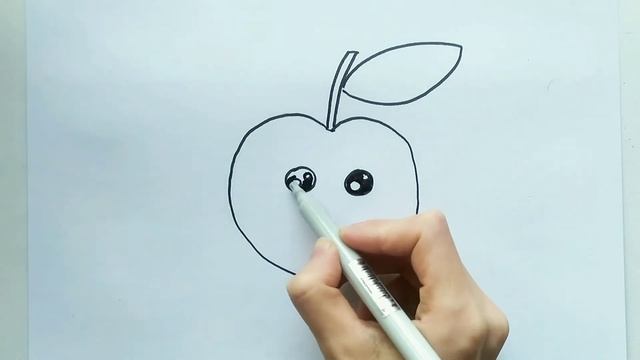 Рисуем милое яблоко. Как нарисовать яблоко. Простые рисунки