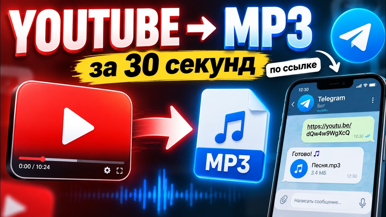 Как скачать аудио с YouTube в MP3 по ссылке  за 30 секунд