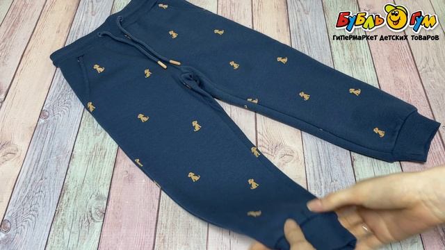 348192 Костюм Lanson Kids толстовка и брюки утепленные с мелким принтом собачек темно-синий