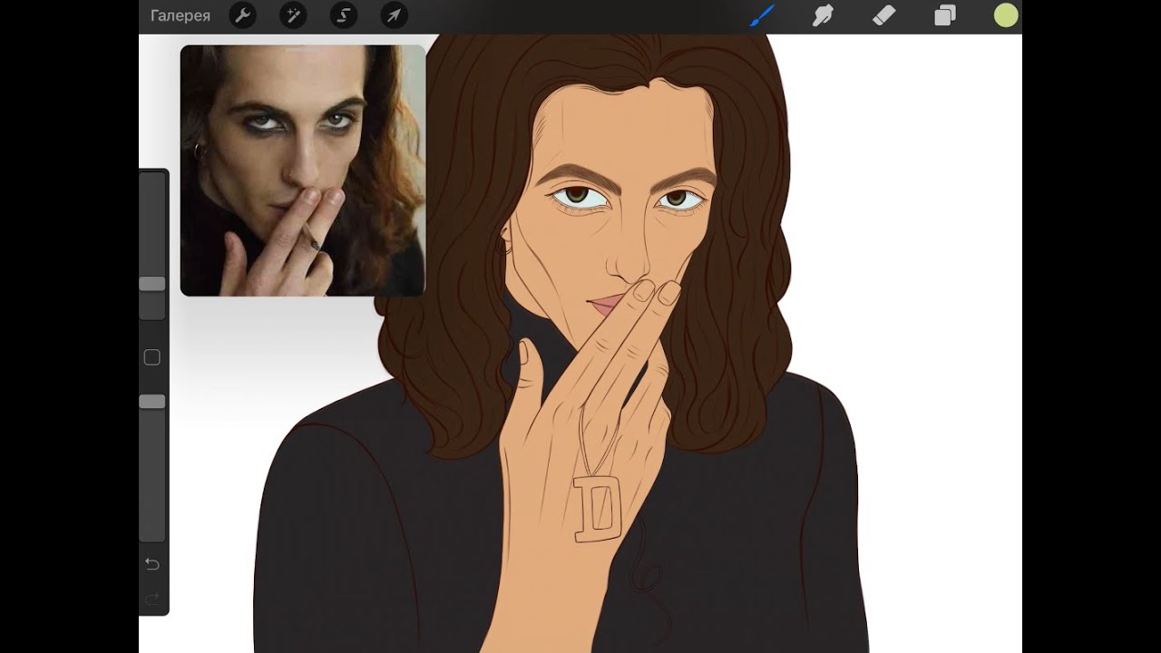 Мини Курс: Мужской портрет в Procreate  Урок 33: Заливка деталей глаза губы