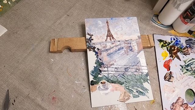 Рисуем мастихином очень маленький объект - чашку чая. Как писать мастихином с Juliapaletteknife