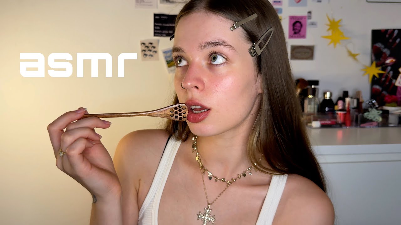 АСМР ем тебя ложечкой ты мёд липкие звуки рта