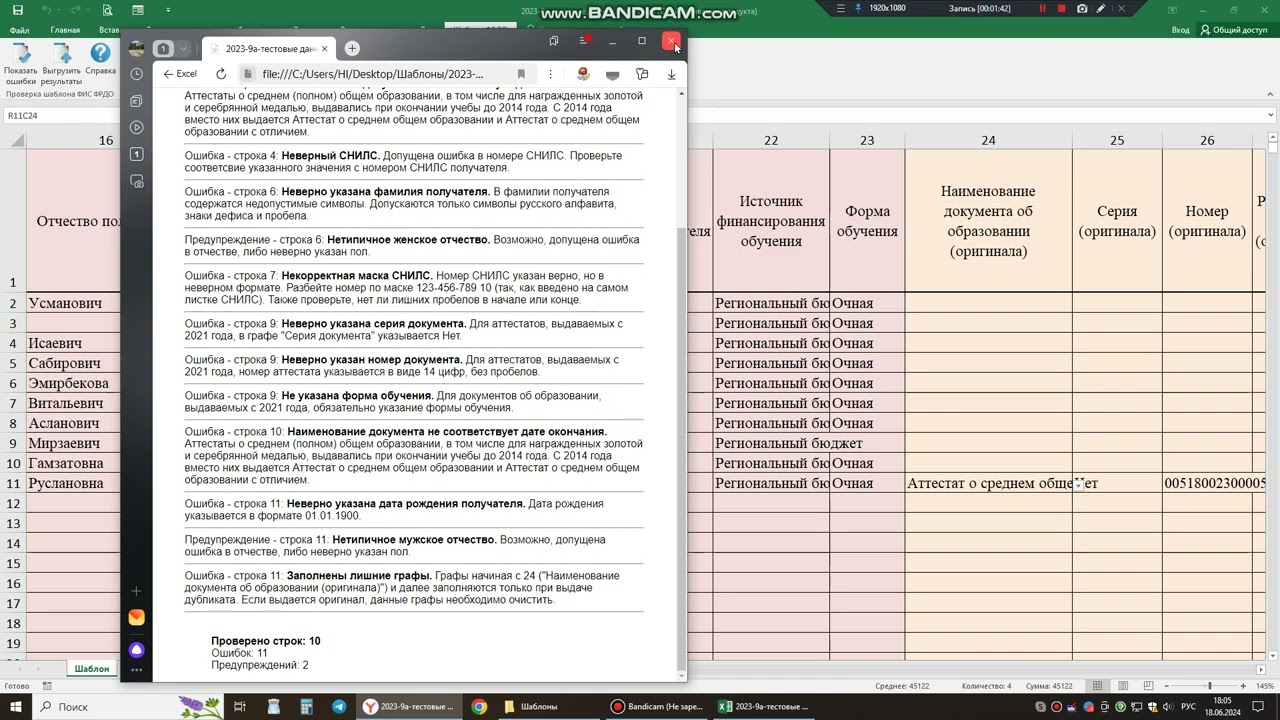Надстройка для проверки шаблона ФИС ФРДО