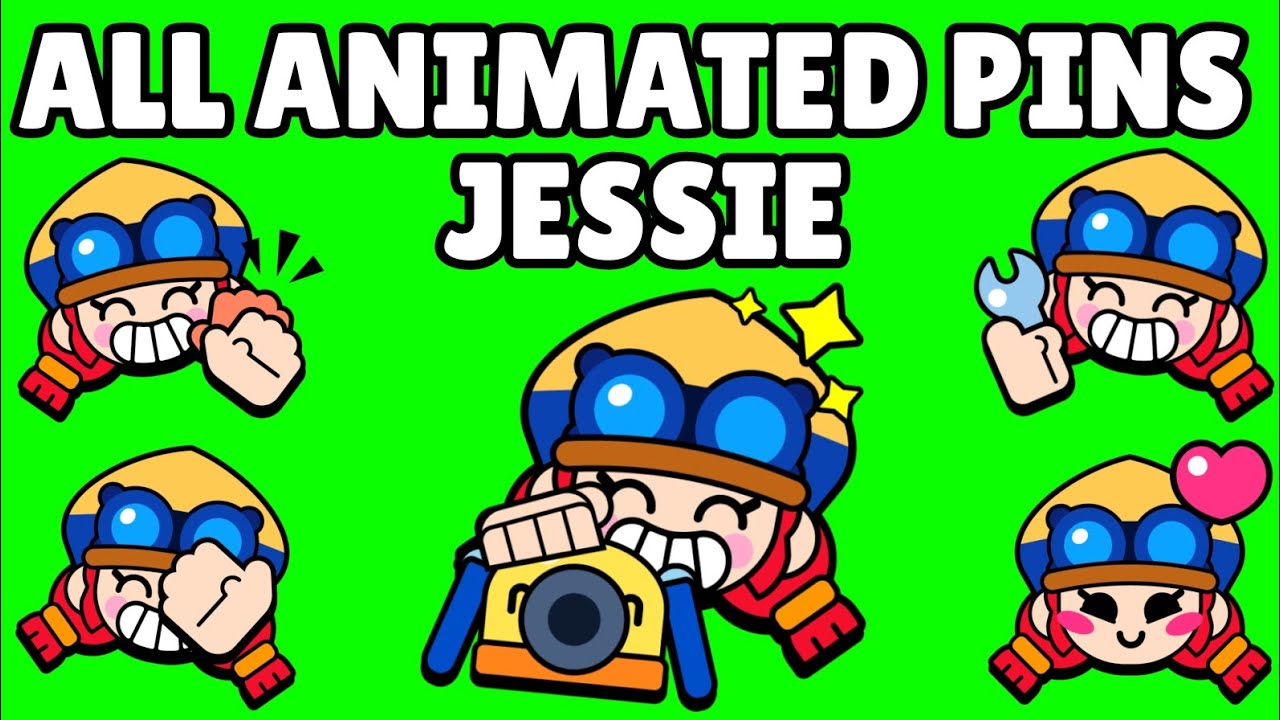 Jessie Pins (Animated) | Brawl Stars | Green Screen