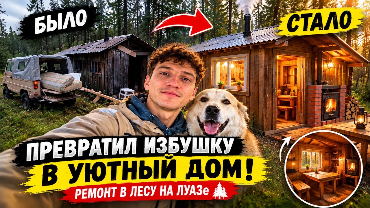 Превратил старую избушку в уютный домик! Ремонт в лесу на ЛуАЗе