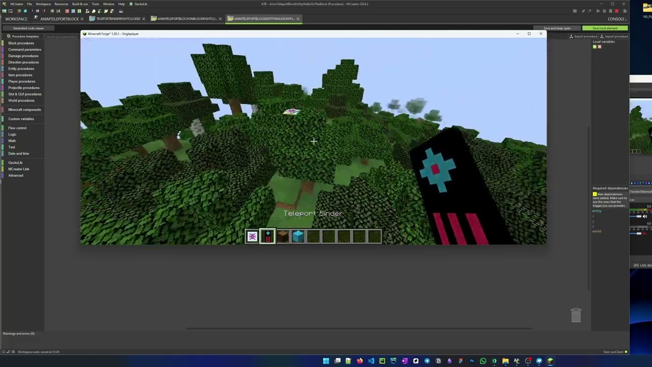 MCreator Blockbench GeckoLib Minecraft Телепорты