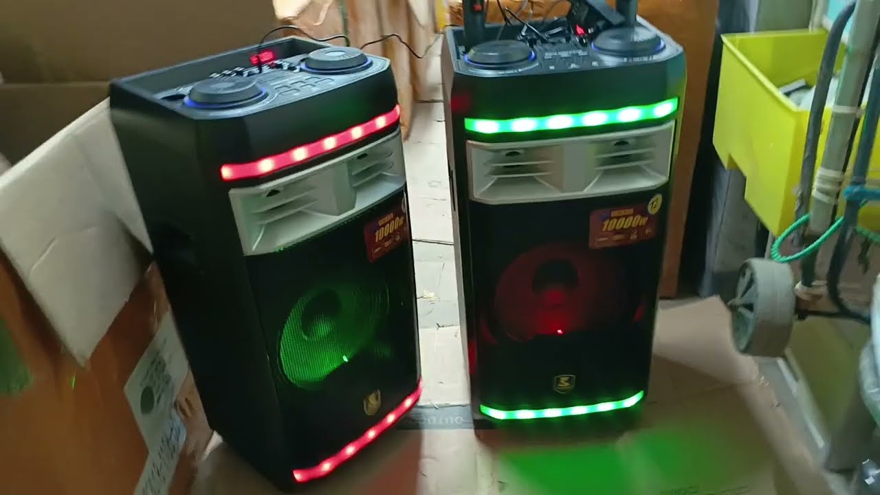 СТЕРЕО СИСТЕМА ИЗ 2 Колонок в Дереве  Колонки 10000 W 2 шт с 4 Микрофонами Видеоотчет г. Киров 