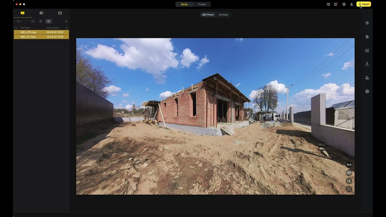 Экспорт панорам в Insta360 Studio