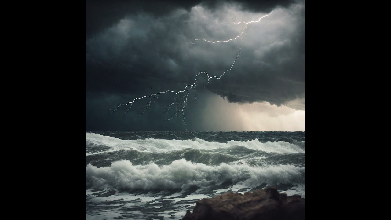 Звук шторма в океане с грозой. The sound of a storm in the ocean with a thunderstorm.