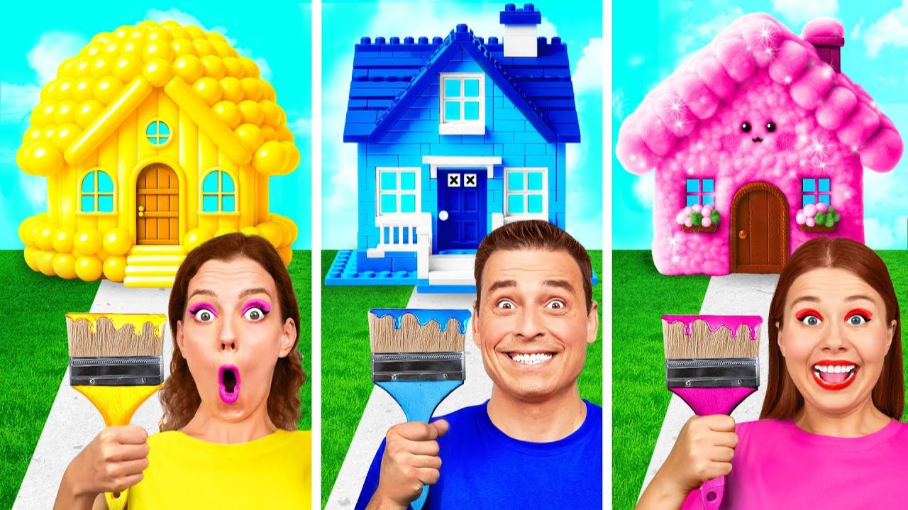Домики Одного Цвета Челлендж  Сумасшедший Челлендж от Fun Teen