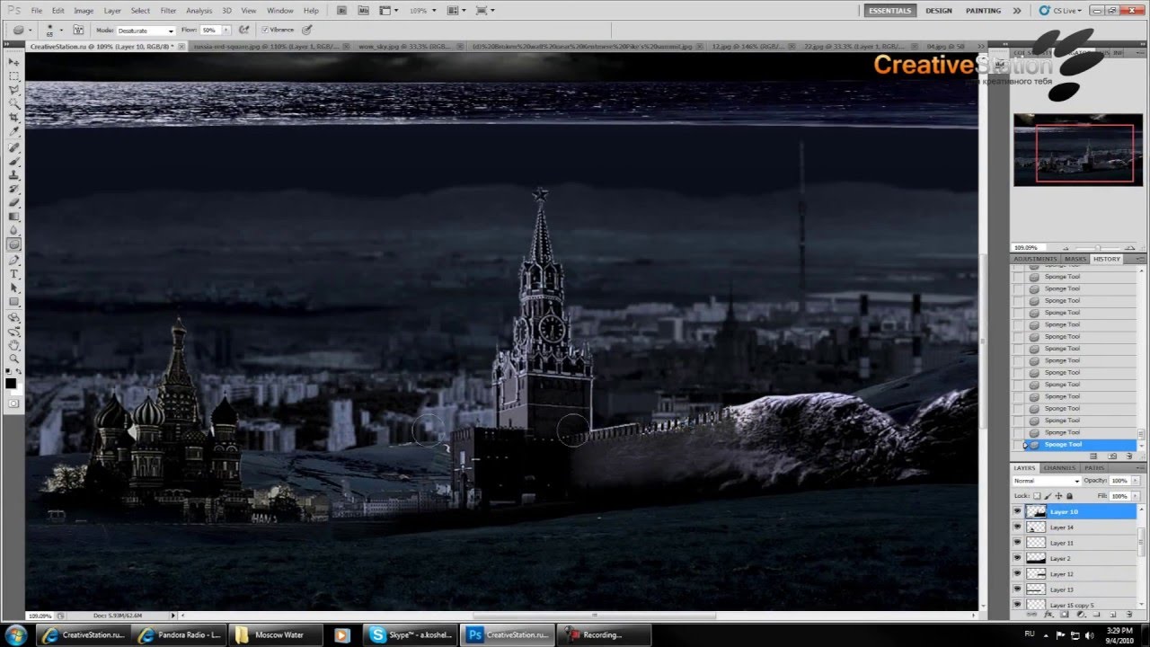 Adobe Photoshop CS 5 Подводный мир - Москва  Ускоренное видео