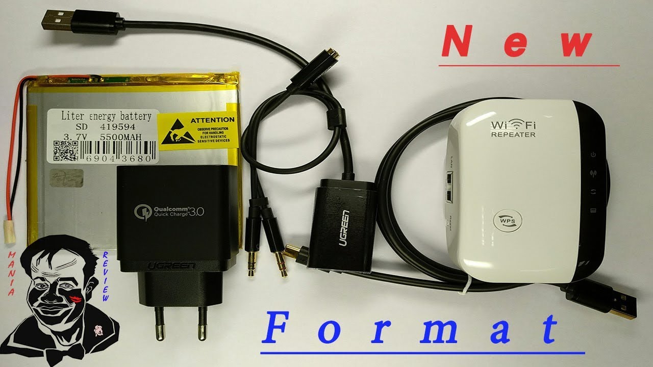Новый формат видео. Распаковка Ugreen Wi-Fi -Repeater Splitterаккумулятор для планшета.