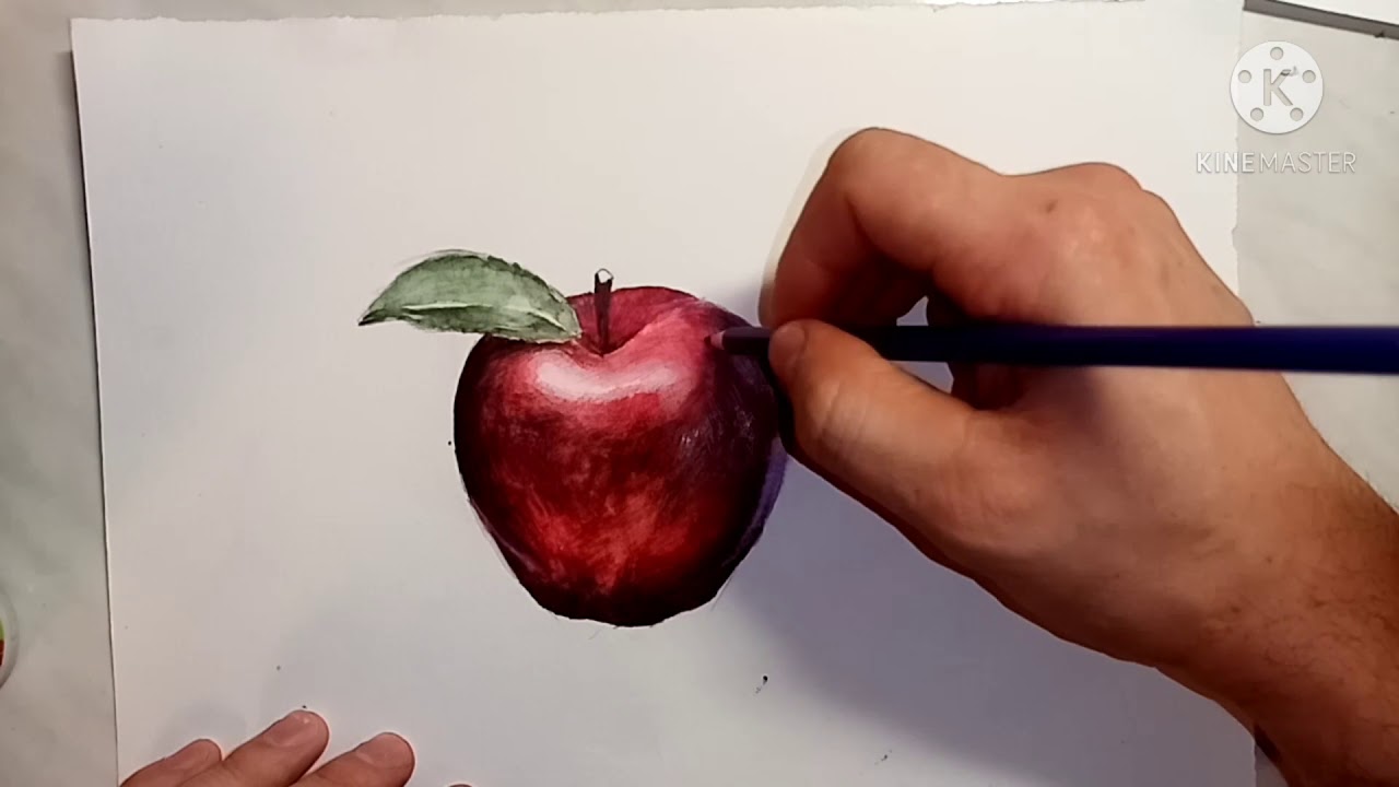 Как рисовать ЯБЛОКО акварелью | пошагово | #, How To Paint An Apple In Watercolor | Step By Step