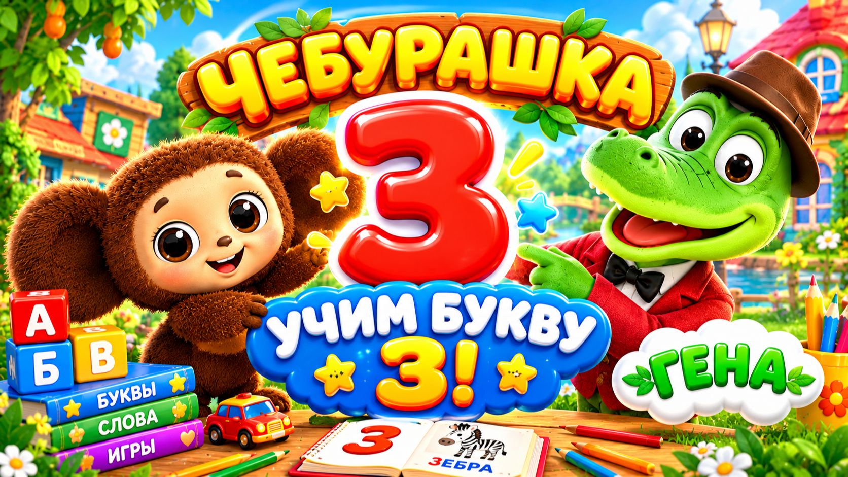 ЧЕБУРАШКА И ГЕНА 🐊 УЧИМ БУКВУ З! 🔤 МУЛЬТИК