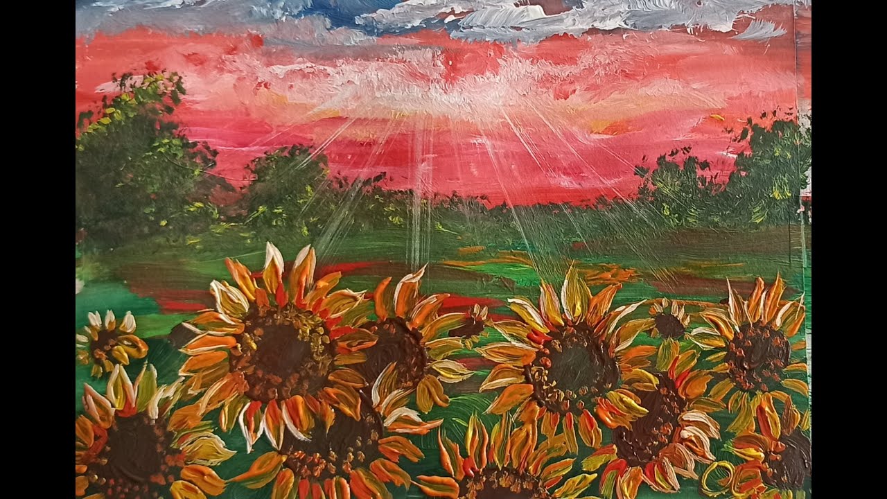 Рисуем гуашью. Подсолнухи.