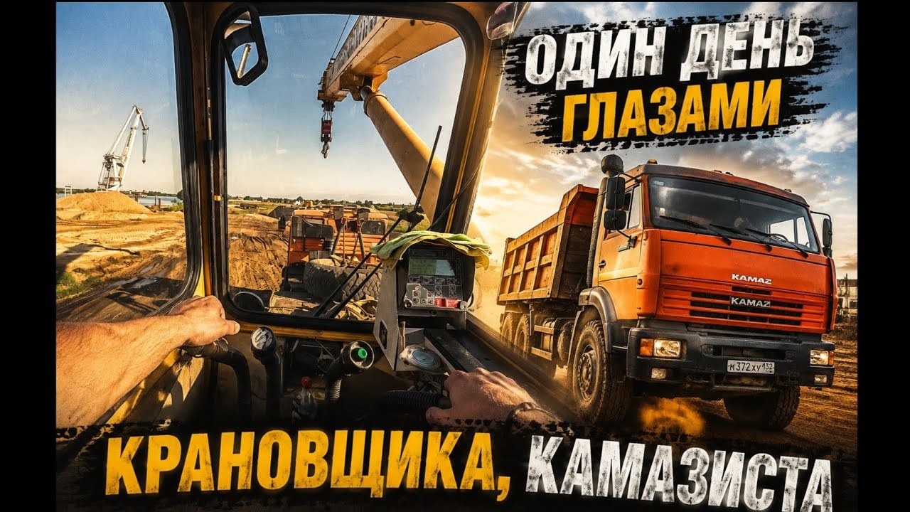 ОДИН ДЕНЬ ГЛАЗАМИ КРАНОВЩИКА, КАМАЗИСТА, КАК ПРОХОДИТ РАБОЧИЙ ДЕНЬ АВТОКРАНОВЩИКА
