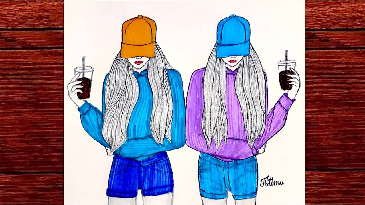 Как Нарисовать Лучших Подруг  Рисунок Лучших Друзей  BFF Drawing