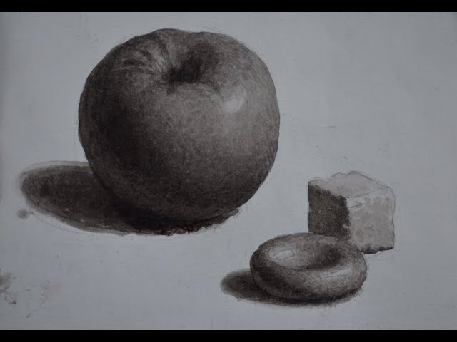 [22] Яблоко. Гризайль.
