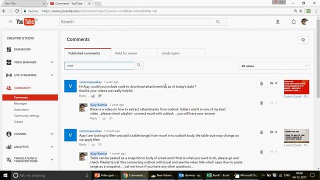 Learn MS Excel - Video 388- VBA - Outlook -Extract Attachment Till Specific Date