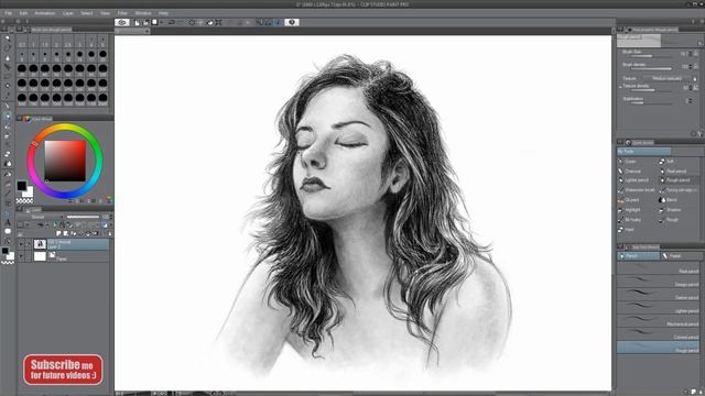 Pencil And Charcoal | Drawing A Beautiful Face | CLIP Studio Paint Pro Pencil Sketch