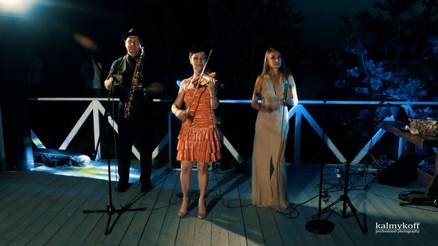 Скрипачка, певица и саксофонист на банкете