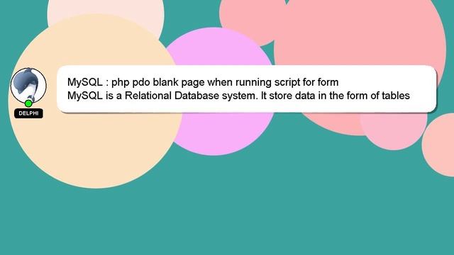 MySQL : Php Pdo Blank Page When Running Script For Form