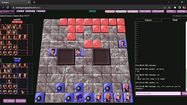 Stratego - Ranked Game on Strategus #21 - Fairway v Zach21