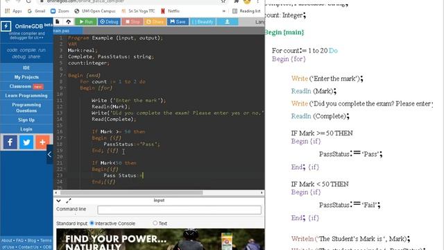 Pascal Programming With An Online Compiler