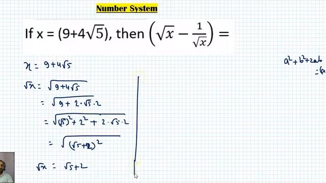 If X = (9+4√5), Then (√x-1/√x)=