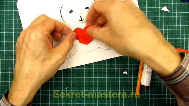 3D открытка валентинка  медвежонок с сердечком своими руками