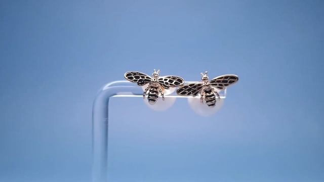 Серьги Пчелы с жемчугом