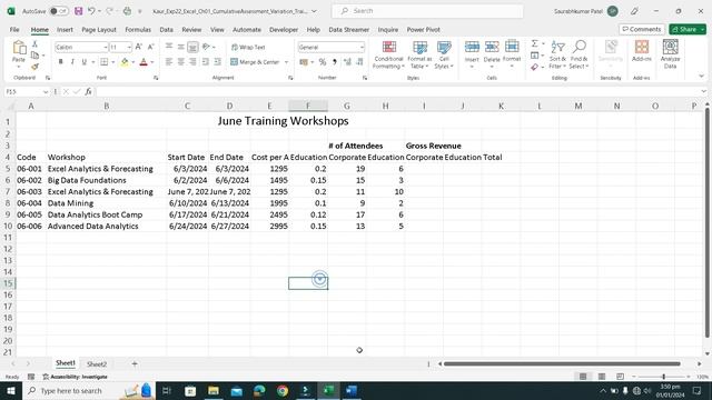 Exp22_Excel_Ch01_CumulativeAssessment_Variation | Exp22 Excel Ch01 CumulativeAssessment Variation