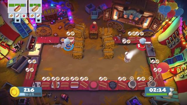 OVERCOOKED 2 - CARNIVAL OF CHAOS - GAMEPLAY LEVEL 1-4!! 2040 POINTS FOR 2 PLAYERS?!