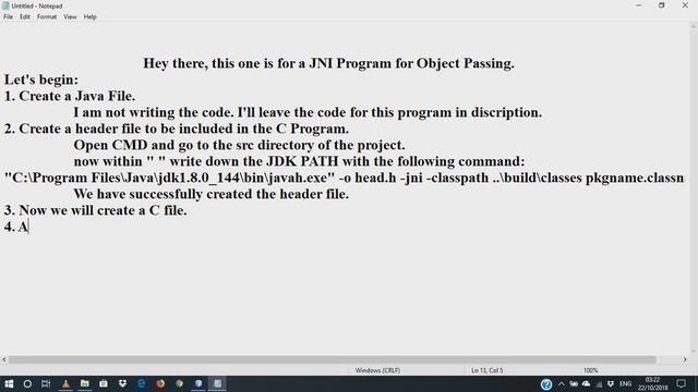 Simple JNI Program For Object Passing With Steps.