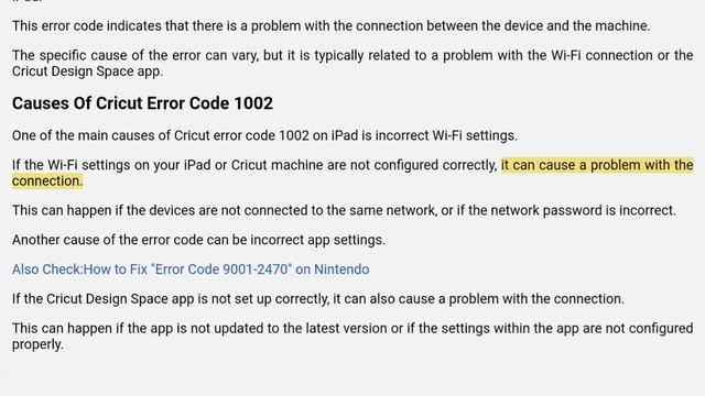 How To Fix Cricut Error Code 1002 On IPad