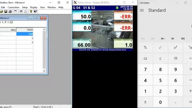 Simex CMC-99 Master With Modbus Poll Slave Simulating A Banner M12FTH3Q Sensor