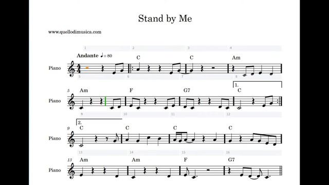Stand By Me - Easy Score - Flauto - Tastiera - Scuole Medie