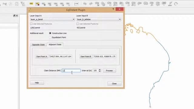 QGIS EqDistant Plugin - Adjacent States Case